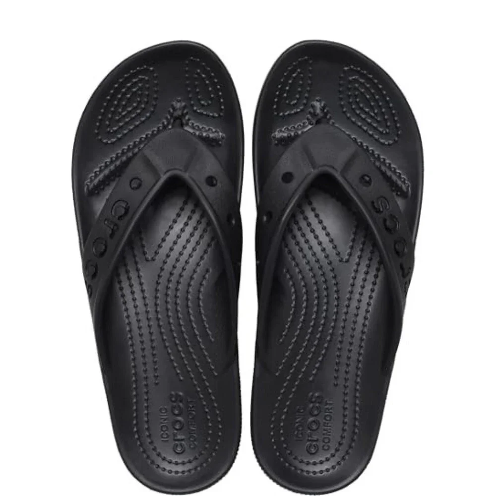 Crocs Via Flip Flop 210120 Unisex M9/W11 Black Slip On Thong Sandals GBO2879